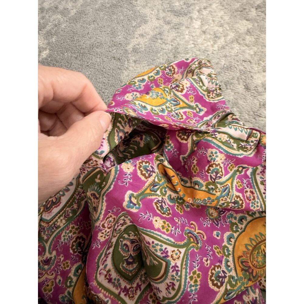 Ralph Lauren Magenta Paisley Silky Crepe Drawstring Cropped Pants S - Picture 7 of 9